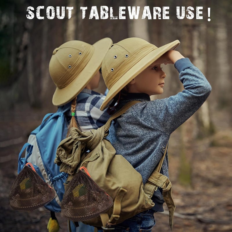 yasuwekik Scout Camping Mess Kit for Person 18/8 Stainless Steel Utensils Camping Dinnerware Kit Boy Scout Dishes Set Girl Scout Mess Kit with Mesh Bag Camping Cutlery Set for Travel Trip School Camp - Image 4